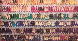 Shoes organised by colour
